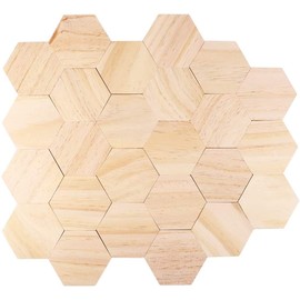 SUPVOX Wood Slices Ornaments Hexagon Shape Wood Slabs Craft DIY Decoration 9cm 25Pcs