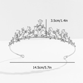 Crystal Crown Tiara Girl, Silver Crown Headband, Crystal Tiara, Crystals Princess Crown, Wedding Bridal Crystal Tiara, Princess Crown, for Wedding Pageants, Festa, Celebrazione, Alloy electroplating,