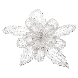 PATIKIL Handmade Rhinestones Applique, Flower Lace Patches with Sequin Beads Sew on Crystal Beaded Lace Applique for Wedding Dresses DIY Clothes Craft, Silver Tone