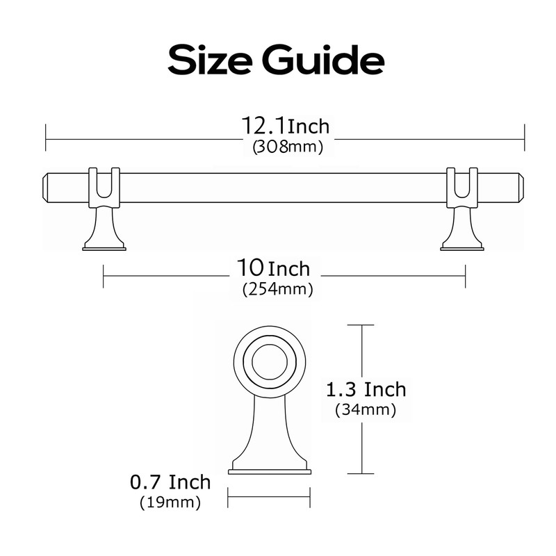 Alzassbg 10 Pack Black and Silver Cabinet Pulls, 10 Inch(254mm)