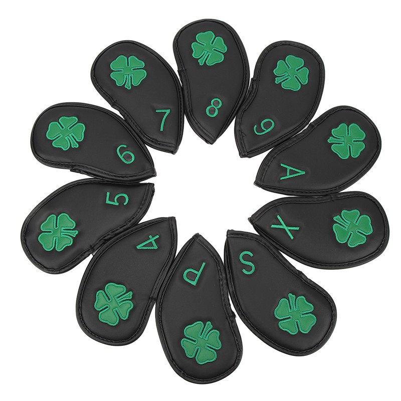 10 PCS Golf Club Head Covers Four Leaf Clover Pattern