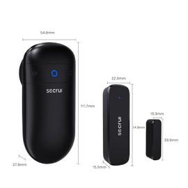 SECRUI Wireless Door Open Sensor Alarm Chime, 400ft Operating Range 52 Chimes Volume with Mute Mode Led Indicators 1 Plug-in Receiver 1 Magnetic Door Alarm Sensor for Home Store Office Security Black