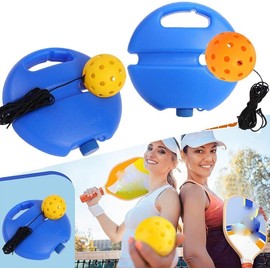 Professional Match Buddy Pickleball Baseboard Tennis Rebound 40 Holes Training Aids with Ball USA Approved Outdoor Pickleballs - Contains: C-Orange+Green Base-Yellow+Orange Ball-2PC