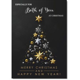 doodlecards To Both of You Christmas Card Black Abstract Christmas Tree Medium Size Christmas Card for To Both of You with Plain Envelope