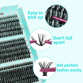Lash Clusters 300PCS, Individual Lash Clusters D Curl, DIY Lashes Extensions Eyelashes Clusters Fluffy Natural False Eyelashes for Self Application(PP304050)