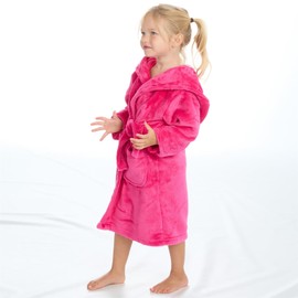 Style It Up Kids Girls Plush Cozy Dressing Gown Bright Comfortable Warm Hooded Belted Bathwear Cute Kids Robe (HOT Pink, 2-3Y)
