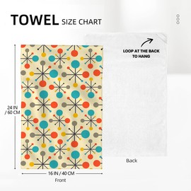 Mid Century Fifties Modern Atomic Retro Colors Kitchen Dish Towel Set of 2 Soft Absorbent Decorative Hand Towels Yellow Tea Towels Farmhouse Bathroom Holiday Home Decor 16"x24"