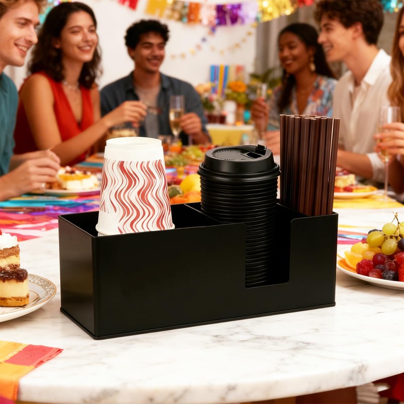 Coffee Cup Holder for Countertop, Acrylic Disposable Cup Organizer Black