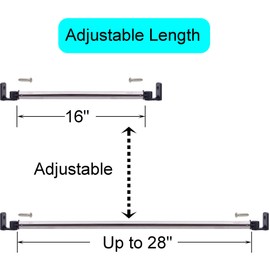 YYST Inside Mount Curtain Rod Cafe Rod 16" to 29" W Screws (Black)