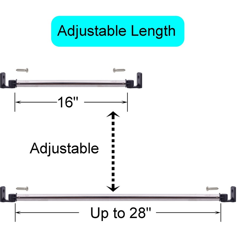 YYST Inside Mount Curtain Rod Cafe Rod 16" to 29"