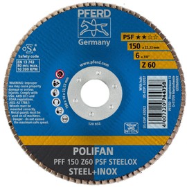 POLIFAN® Flap Discs - 6" x 7/8" polifan flap disc - flat 60 grit