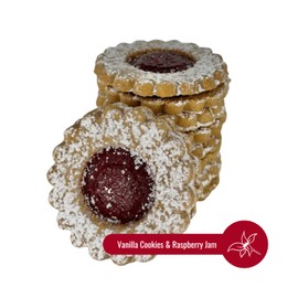 My Dad's Cookies Gluten Free Raspberry Linzer Tart Jam Filled Sandwich Cookie with Powdered Sugar - Dairy Free, Kosher, Nut Free, Italian Cookies - Baked Fresh - 6oz (3 Pack Cookie Boxes With Window)
