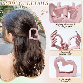 WELROG Pack of 6 Women's Medium Heart Hair Clips Butterfly Hair Clips for Women with Half-tied Hair Clips for Women