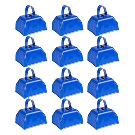 Snblzhef Cow Bells Noise Makers Cheering Bell: 12 Pcs Metal Cowbells with Handle for Sporting Events - Small Loud Bell Blue