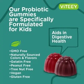 Probióticos Prebióticos Viteey Gomitas Enzimas Digestivas Sabor Baya 120 Unidades