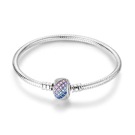 MULA 925 Sterling Silver Snake Chain Charm Bracelet Butterfly Sunflower Heart with 5A Cubic Zirconia Bracelets for Women