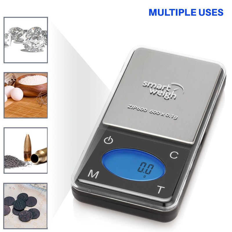 Smart Weigh ZIP600 Ultra Slim Digital Pocket Scale 600g by