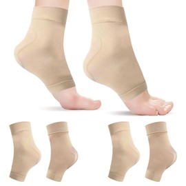 Sekonow 2 Pairs Heel Protector Gel Socks, Achilles Tendon Padded Skate Sleeve with Silicone Pads for Figure Skating, Roller, Hockey, Boots, Shoes, Brace, Heel Protection Cushion, Heel