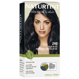 Naturtint 2NB Blue Black Permanent Hair Color (Pack of 1), Ammonia Free, Vegan, Cruelty Free, up to 100% Gray Coverage, Long Lasting Results (Packaging may vary)