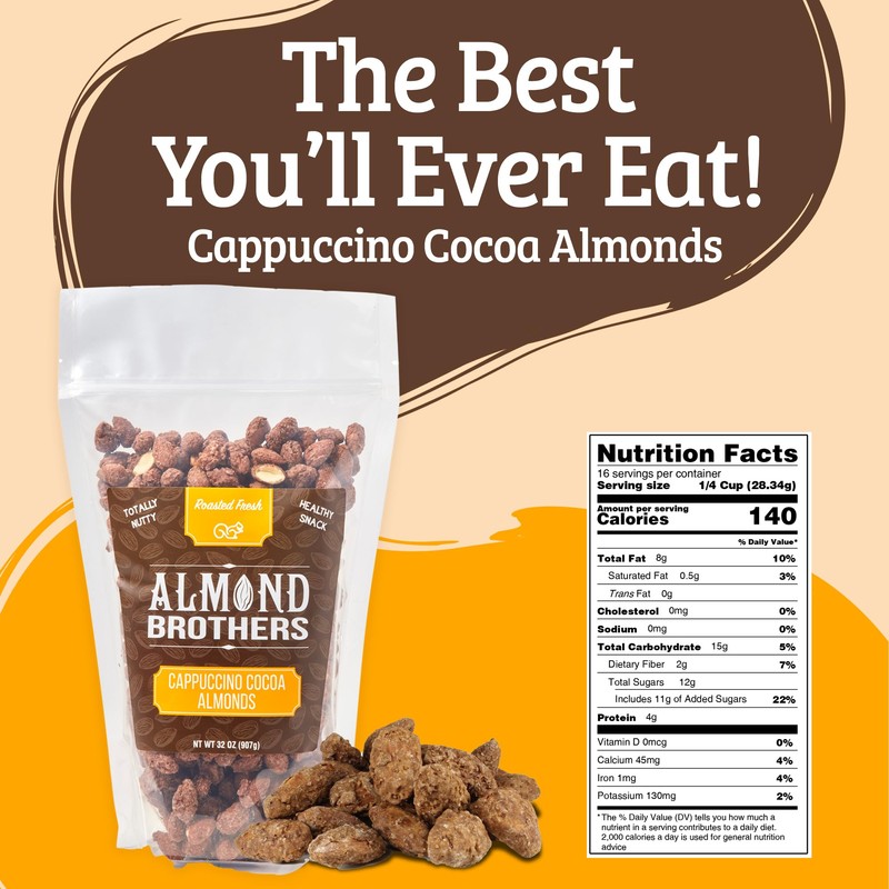 Almond Brothers Roasted Almonds - 2 lb bag - Hand