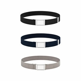Yingjie 3 Pcs Boys Belt,Adjustable for Ages 9-12,Elastic Kids Belts,Belt Adjustable Belts for Boys And Girls,Perfect for Kids Of All Ages,Ideal for Play And Travel(Black,Dark Blue,Grey)