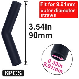 HINZIC 6Pcs Silicone Straw Tips 0.39 inch Inner Diameter for Metal Straws Food Grade Reusable Rubber Straw Covers Elbow Replacement Tip for Stainless Steel Straws - Black