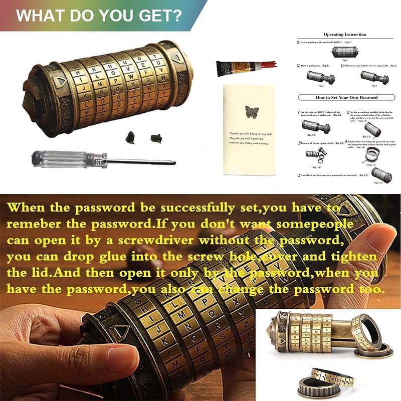 Unique Valentines Gift Cryptex Da Vinci Code Mini Cryptex Lock