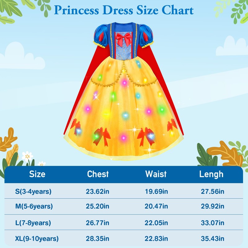 Meland Princess Dress Up Clothes for Girls, Light Up Snow