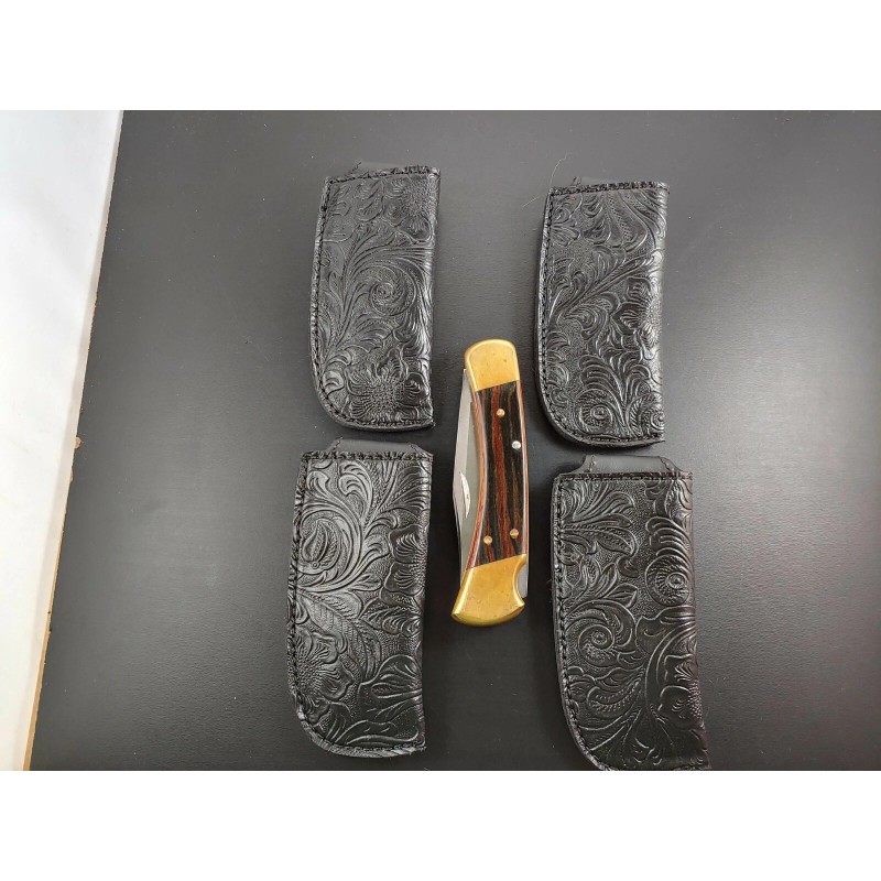 Buck Knives DRAGONBACKBONE FAUX FLORAL TOOLED leather buck 110 knife