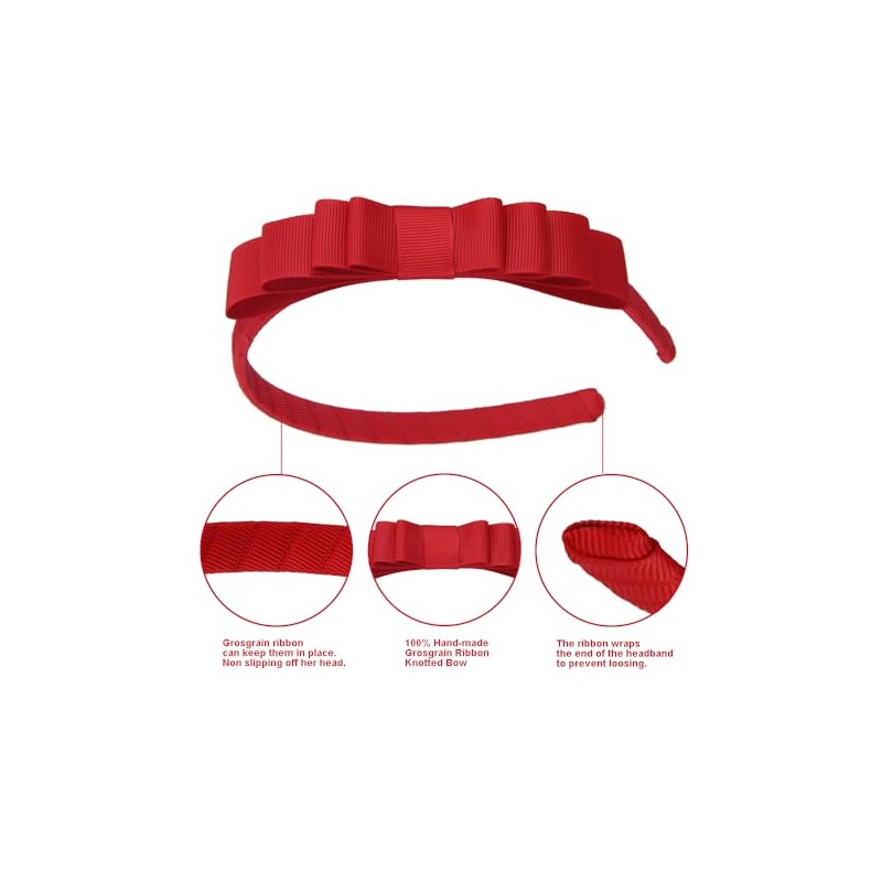 Diadema Roja con Lazo Anudado para Niñas Pequeñas