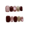 BIBII Nails Handmade Nail Tip, Red Gold, 3D Nails, Short,