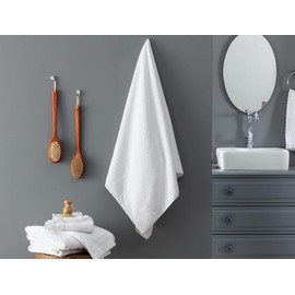 BROTHER'S GLOBAL 100% Cotton Riz Jacquard Turkish Premium Set of 4 Bath Towels Ultra Absorbent Quick Dry, Quality Set for Bathroom, Hotel and Spa (White)