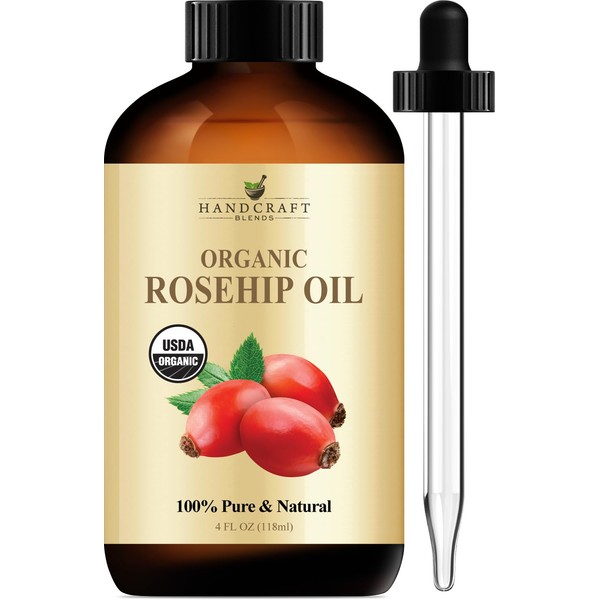 Handcraft Organic Rosehip Oil 4 Fl Oz – 100% Pure and Natural Rosehip Seed Oil Organic Carrier Oil – Moisturizing Rosehip Oil for Face, Skin and Hair to Protect and Nourish