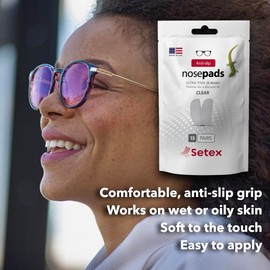 Setex Gecko Grip 1mm Anti Slip Eyeglass Nose Pads, (5 Clear Pair) USA Made, 2500 Innovative Microstructured Fibers per Nose Pad, 1mm x 7mm x 16mm