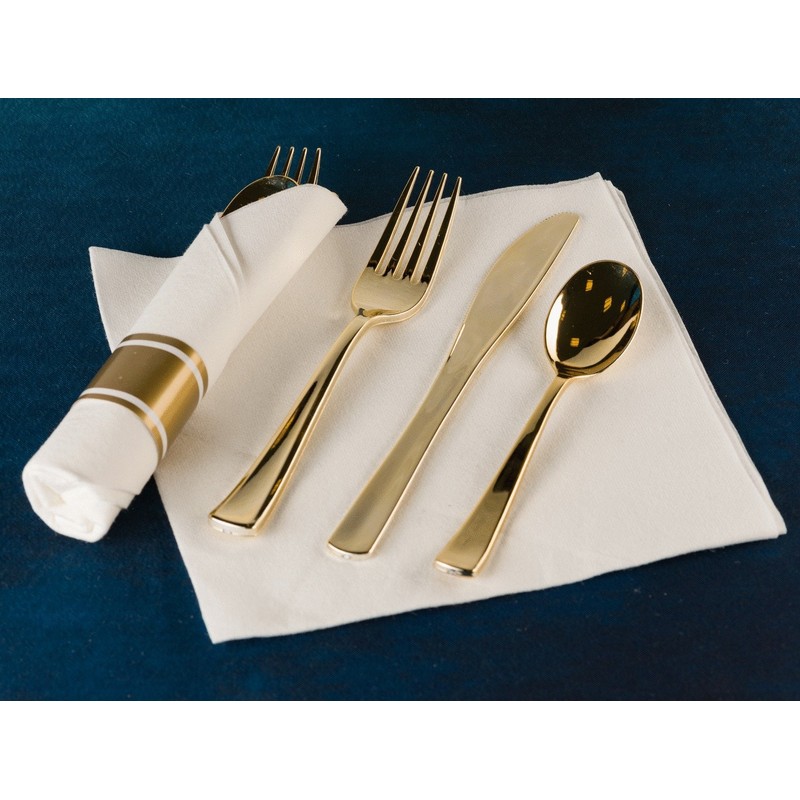 Gold Plastic Silverware Set, 160 Count, Extra Heavy Duty Flatware,