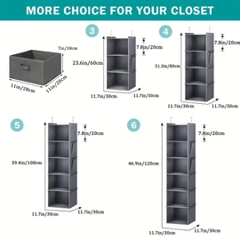 Hanging Closet Organizer – 6 Shelf Closet Storage, Foldable Closet Organizer With Hooks