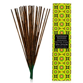 SPA CEYLON Lemongrass and Mandarin Aromaveda Incense Sticks | Energizing Aromatherapy Scented Sticks | Home Wellness