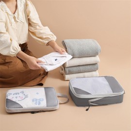 QUINTRA Compression Pack Cubes 3/4 Set Compressible Packing Cubes with Laundry Bag, Travel Packing Cubes for Hand Luggage, Household Organisation (BU2, One Size)