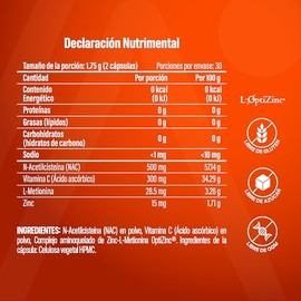 Immuvita | NAC, Vitamina C y L-OptiZinc| Fórmula Antioxidante | Alta Biodisponibilidad | Suplemento Alimenticio para Hombre y Mujer | 60 Cápsulas | Su