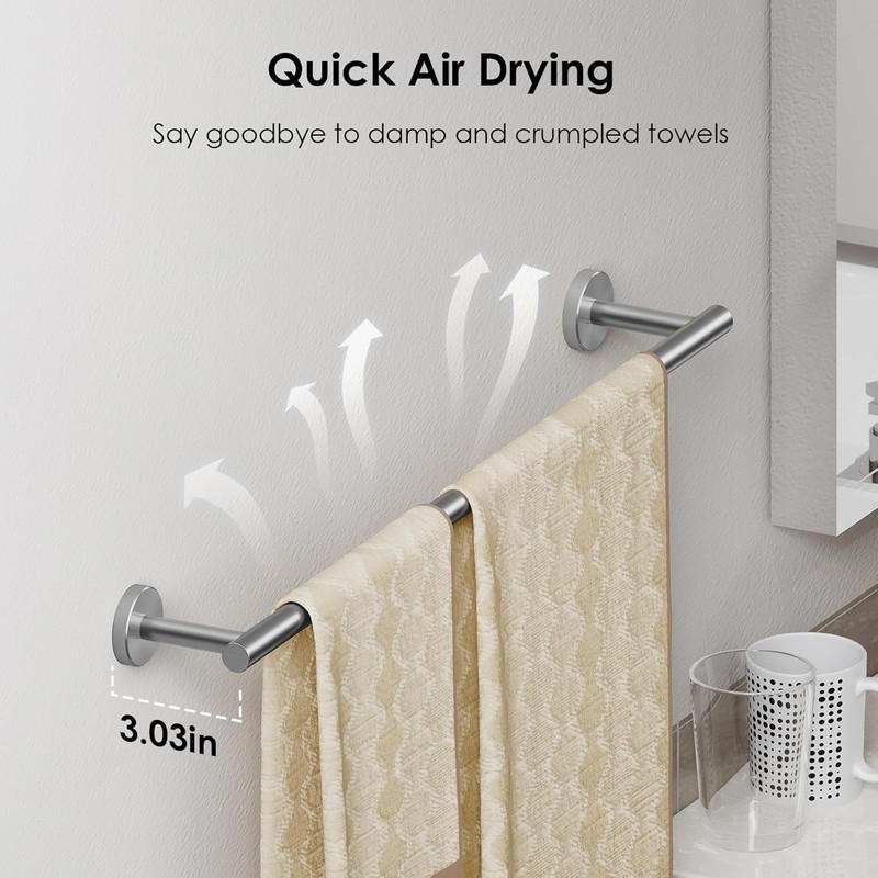 FORIOUS Towel Rail, Wall Towel Rack Mounted Stainless Steel, Hand