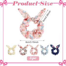 Mabor 5Pcs Hair Scrunchies for Women, Cute Scrunchies Bunny Ear Bow Scrunchie Colorful Ponytai Holder, Hair Accessories for Women Girls