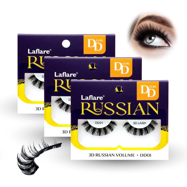Laflare 3D False Eyelashes Russian Volume Strip Lashes | Fluffy,