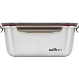 CANDL Cuitisan (Flora) Food Storage Container Stainless Steel with Clip Lock Lid, Rectangular, Microwavable, EC7-SS08, 800 ml