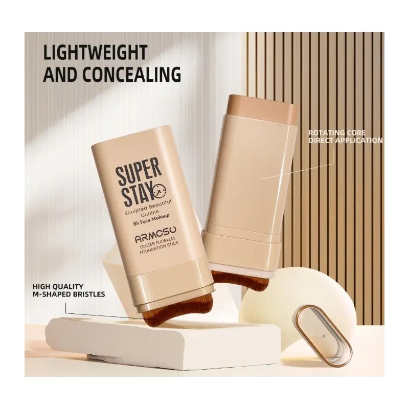 Base De Maquillaje, Corrector Y Contorno En Barra + Pincel