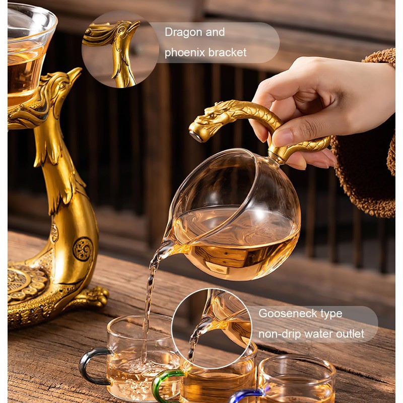 Glass Magnetic Tea Pot,Lazy Kungfu Drip Teapot with Infuser,Magnetic Water