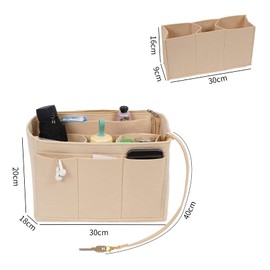 NOTAG Bag Organiser, Felt Handbag Organiser Insert Purse Organiser with Detachable Bag and Key Chains (Beige- Upgrade)