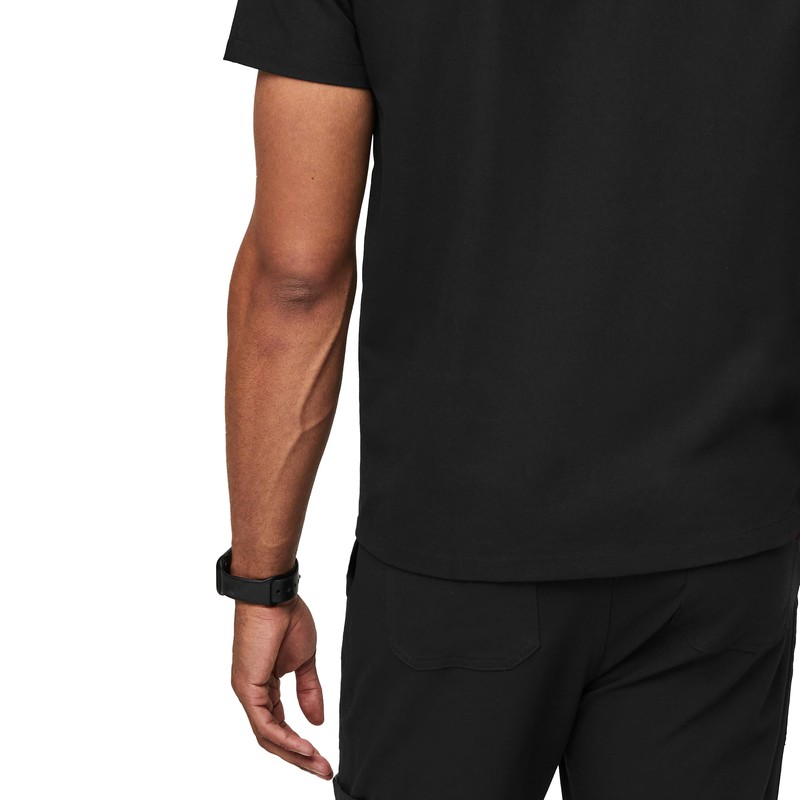 FIGS Chisec Three-Pocket Scrub Top for Men – Black, XL
