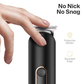 PRITECH Bikini Trimmer for Women - Rechargeable Pubic Hair Trimmer for Sensitive Skin, Wet&Dry Use, Pain-Free Electric Razor&Shaver with Standing Recharge Dock, Ideal Gift for Women, Black