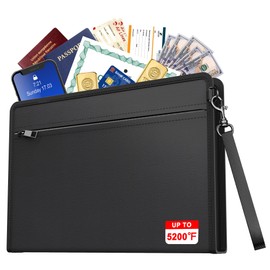 JUNDUN 5200℉ Fireproof Document Bag,13.5”x 9.6” Water Resistant and Fireproof Money Bag with Zipper,Home Fire Safe Storage Bag Pouch for Letter Size Documents,Cash,Passport and Cards