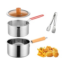 Small Stainless Steel Oil Strainer Pot With Fry Basket, 2.5L Small Capacity Deep Fryer with Lid, Oil Filter Pot,Stove Top Deep Fryer With Basket For Cooking Chicken Wings, Seafood